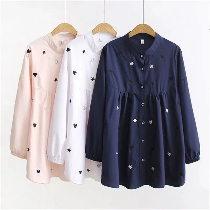 

Plus Size Women Clothing 4XL Embroidery Korean Cute Blouse Shirt Women Tops 2018 Shirt Women Blouses Femme 3 Colors Pink LQ92