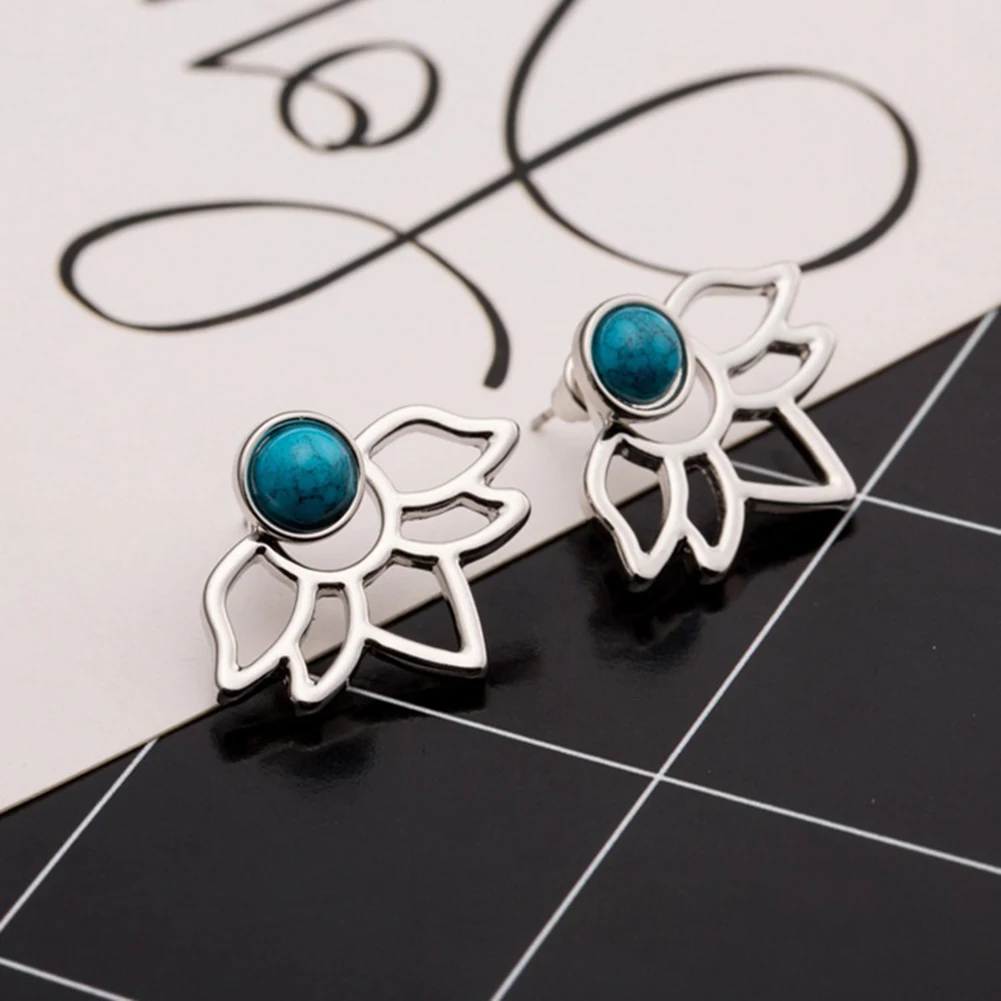 Женские серьги гвоздики с бусинами и цветком лотоса Boho|stud earrings|ear jacketear stud earrings |