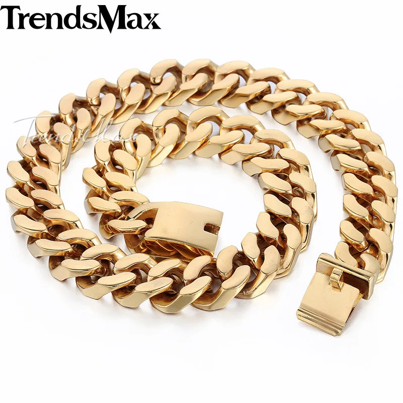 Ожерелье из нержавеющей стали Trendsmax супертяжелое Золотистое 21 мм HN42|gift souvenir|gift