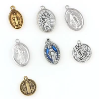 religious oval metal portrait charms one hole necklace link charm pendants center accessories diy jewelry accessories