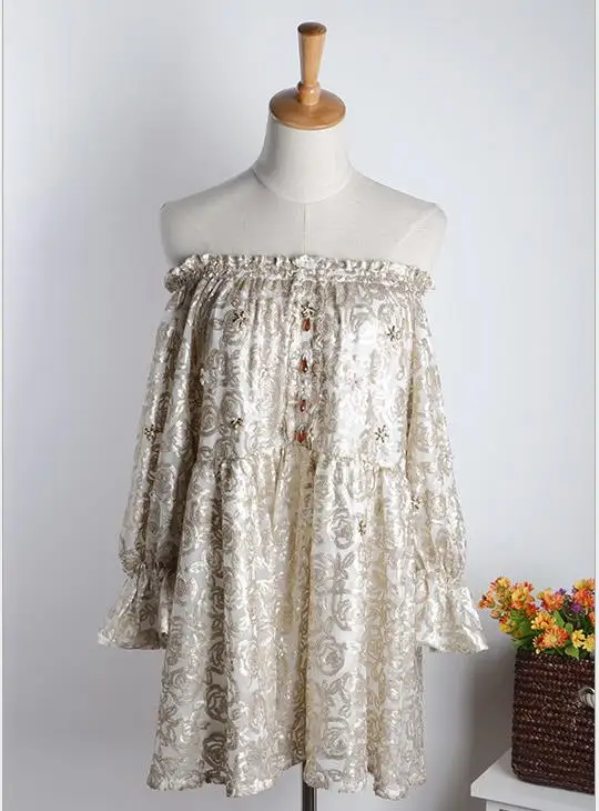 2018 шампанское Слэш шеи от шалдера мини женское платье Великолепные Блестки