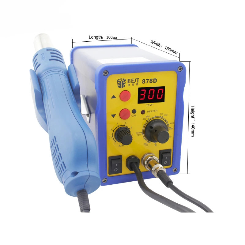 BST-878D 2 в 1 одиночный светодиодный дисплеер leadfree горячий воздушный пистолет с