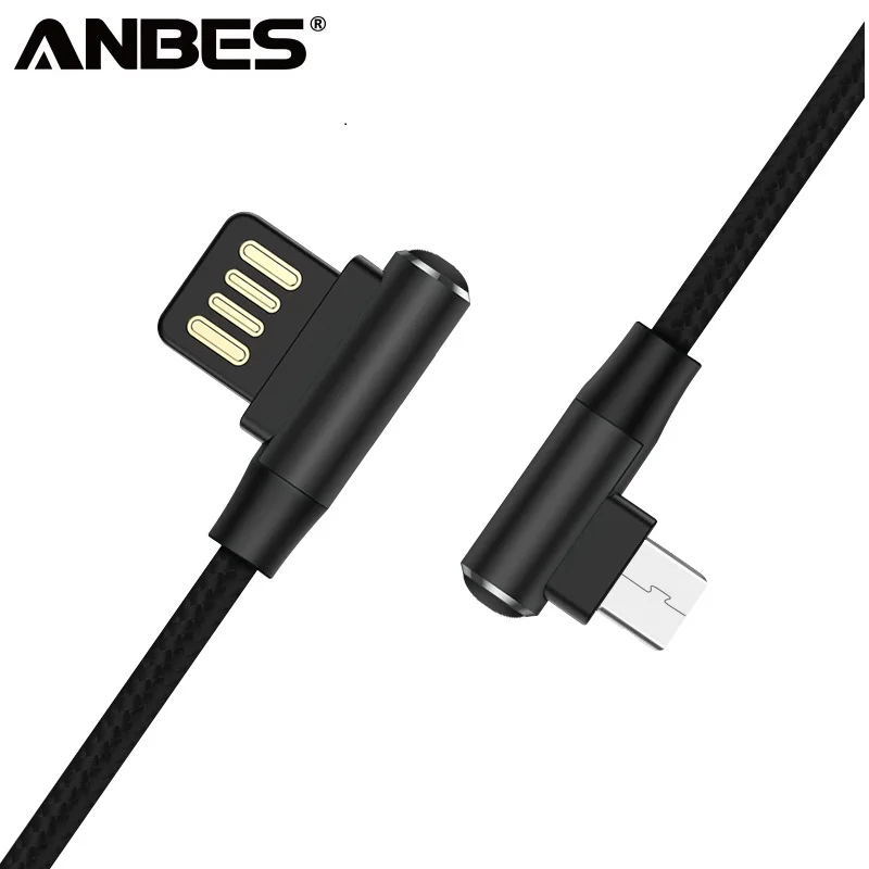 ANBES Micro USB кабель 1 м ультра прочный в оплетке двойной локоть зарядное устройство