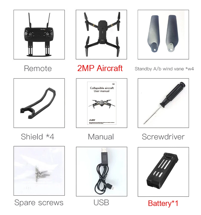 2MP x 1 Battery Eachine E58 Wi-Fi FPV с широкоугольной HD камерой, режим высокой фиксации, складной Мультикоптер RC RTF Drone VS VISUO XS809HW - Цвет: 2MP x 1 Battery