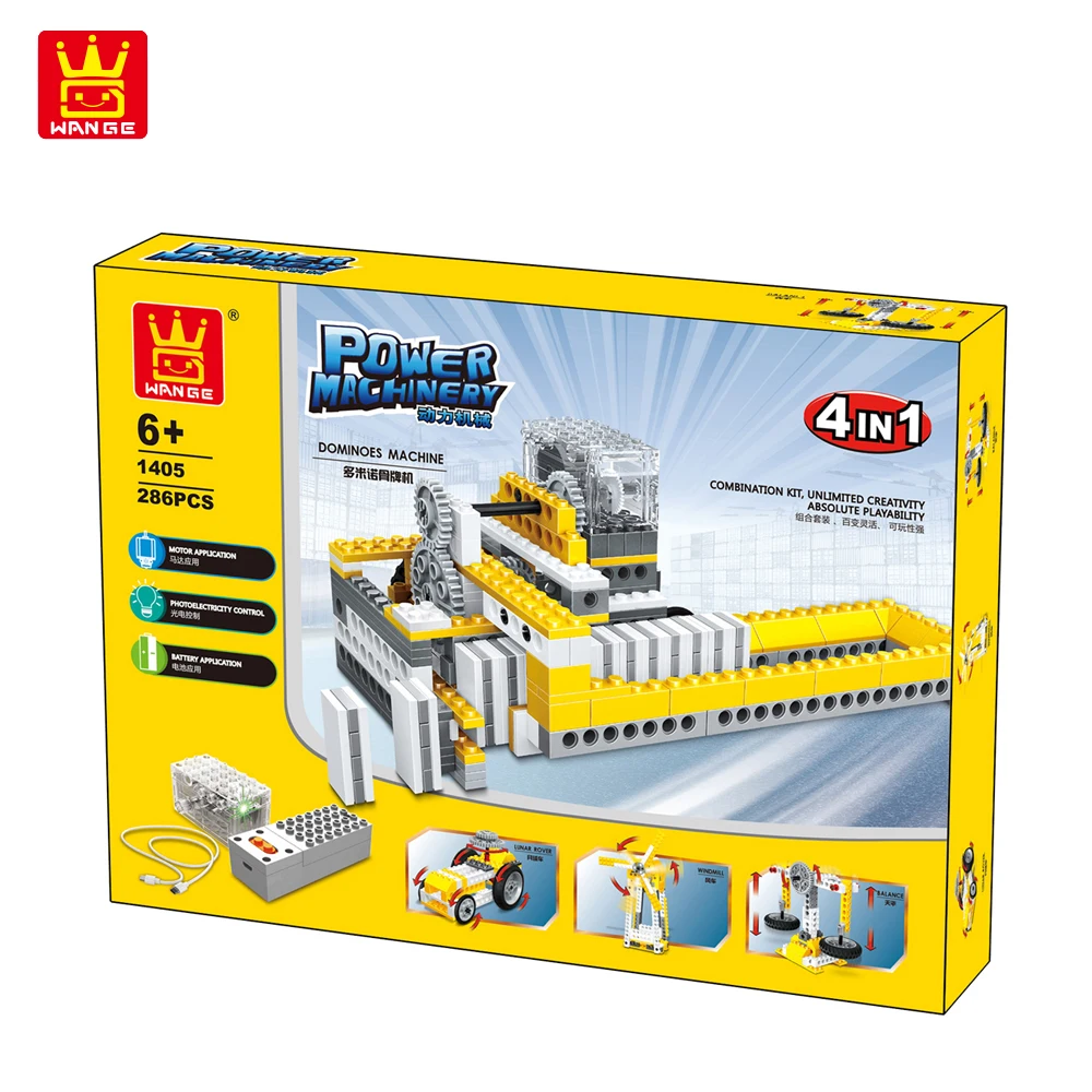 Блочные игрушки WANGE 4 в 1, электронное силовое оборудование, 286 шт., кирпичи «сделай сам», образовательные детские подарки NO.1405 от AliExpress WW