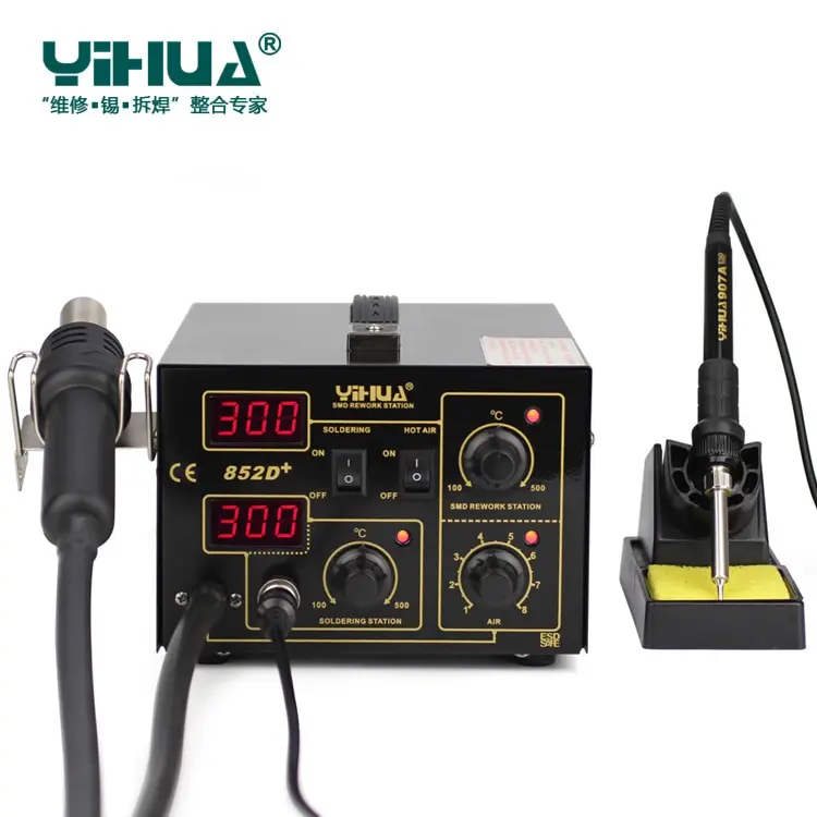 Паяльная станция YIHUA 852D + 220 В 700 Вт тепловая пушка с насосом Цифровой паяльник 2 в 1