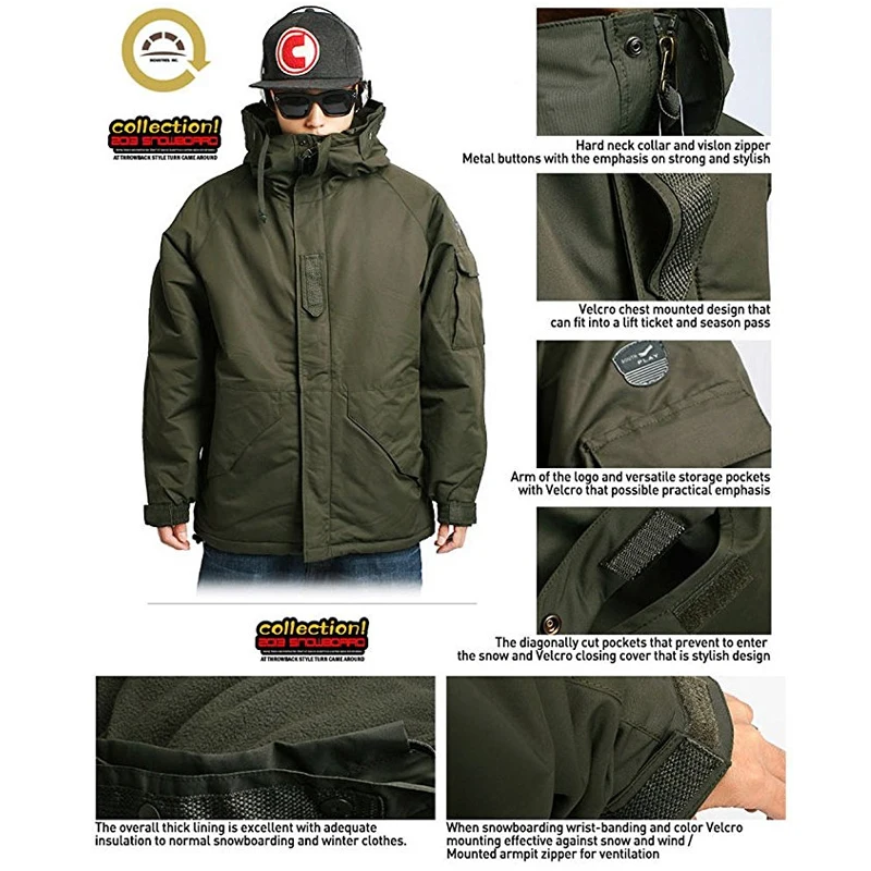 

New Edition"SouthPlay" Winter Waterproof Ski Snowboard (Khaki Military Jacket OR Denim Pants)