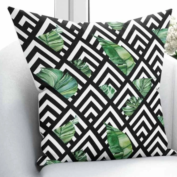 

Else Black White Lines Green Leaf Floral Geometric 3D Pattern Print Throw Pillow Case Cushion Cover Square Hidden Zipper 45x45cm