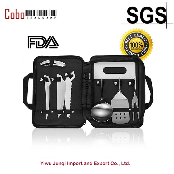 

Camping BBQ Cooking Utensils Organizer Travel Set Portable Detachable Handle Cookware Kitchen Utensils Kit with Waterproof Case