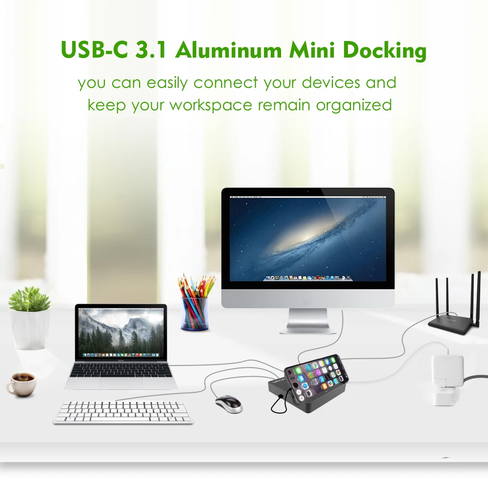 Wavlink USB 3 0 универсальная алюминиевая мини док станция 1 Gen 2 10 Гбит/с Gigabit Ethernet 4K C