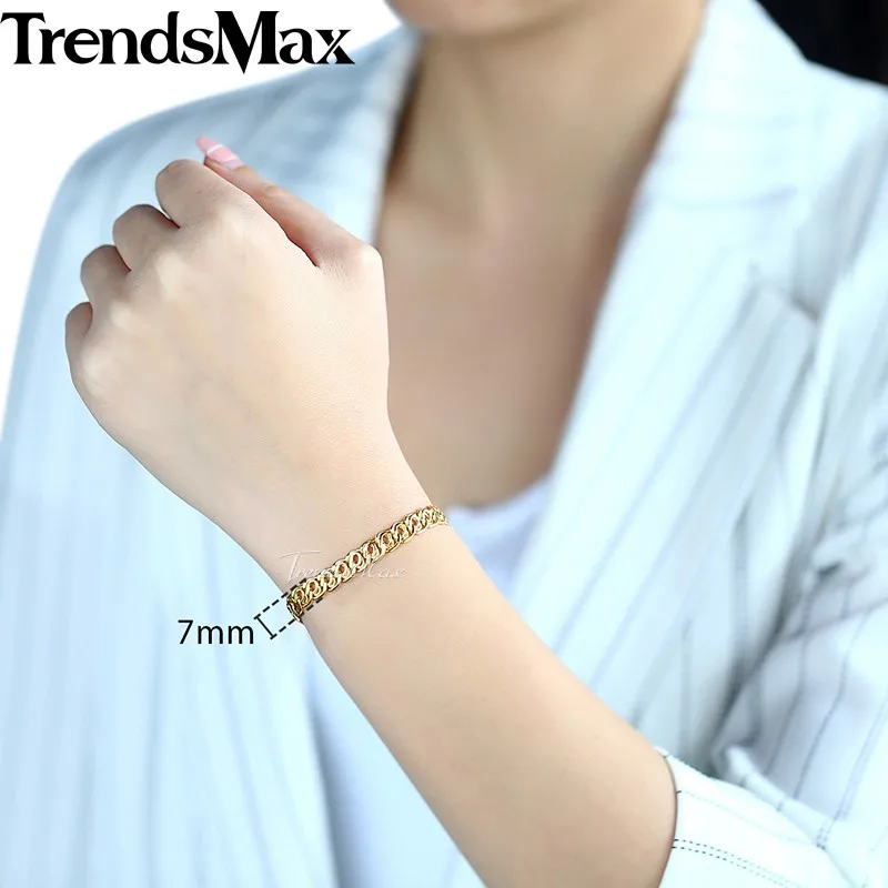 Trendsmax женский браслет 585 розовое золото заполненная цепочка с улиткой ювелирные изделия для женщин мужчин 7 мм 18 см 20 см 23 см GB293A