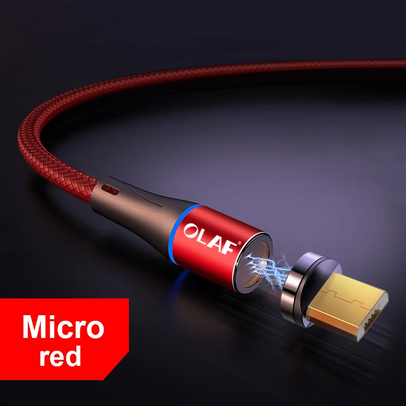Магнитный usb-кабель OLAF 2 м 1 м, 3 А, быстрая зарядка, Micro USB type C для iPhone X, samsung, S9, Xiaomi type-C, Магнитный зарядный кабель для телефона