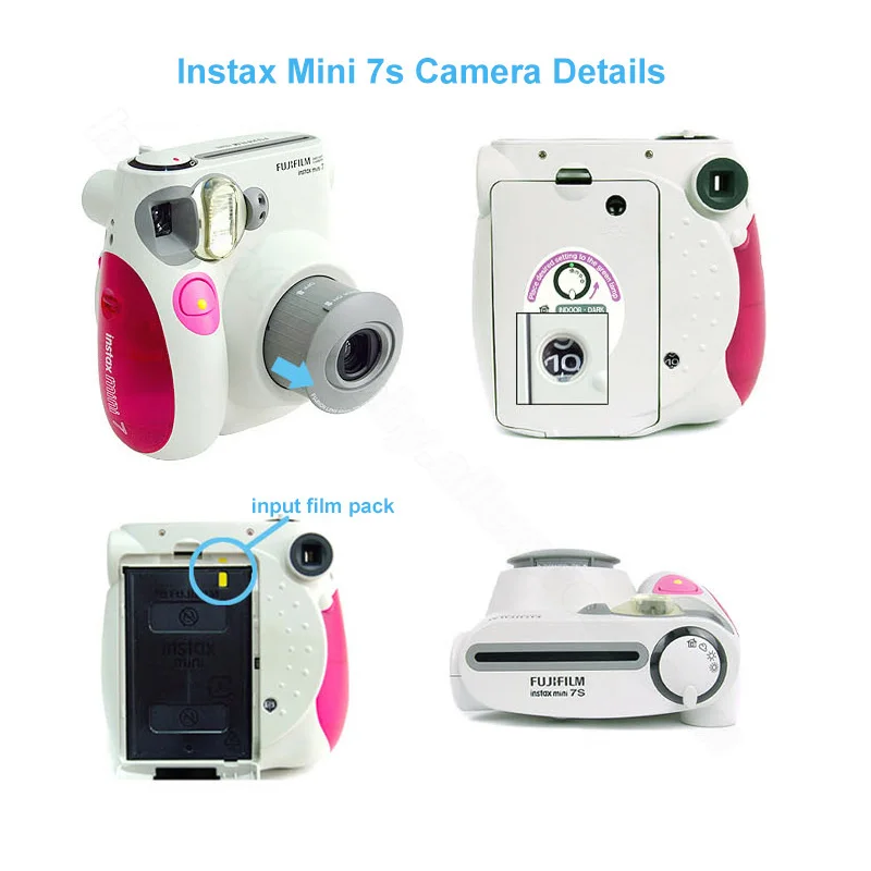 Fujifilm Instax Mini 7s набор камер/10 в 1 комплект крупным планом объектив+ наклейки+ другие аксессуары/с 20 листов Белая Мини-пленка фото