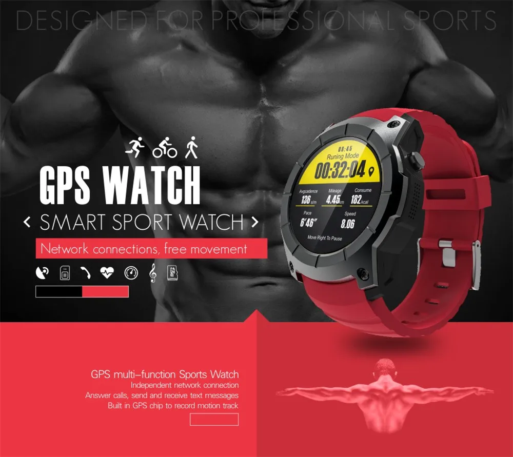 Умные часы для мужчин и женщин GPS GSM GPRS Bluetooth пульсометр фитнес-трекер 2G sim-карта