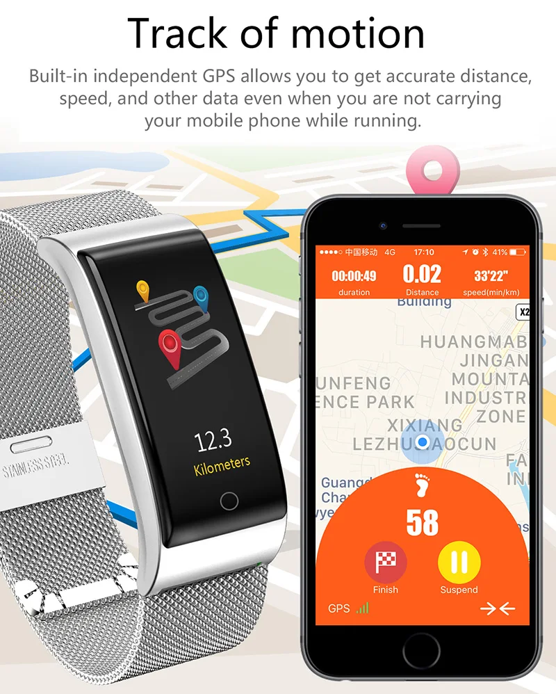ONEVAN, металлический Смарт-браслет, кровяное давление, пульсометр, gps, спорт, фитнес, IP67, смарт-браслет, часы для Xiaomi, Android, IOS