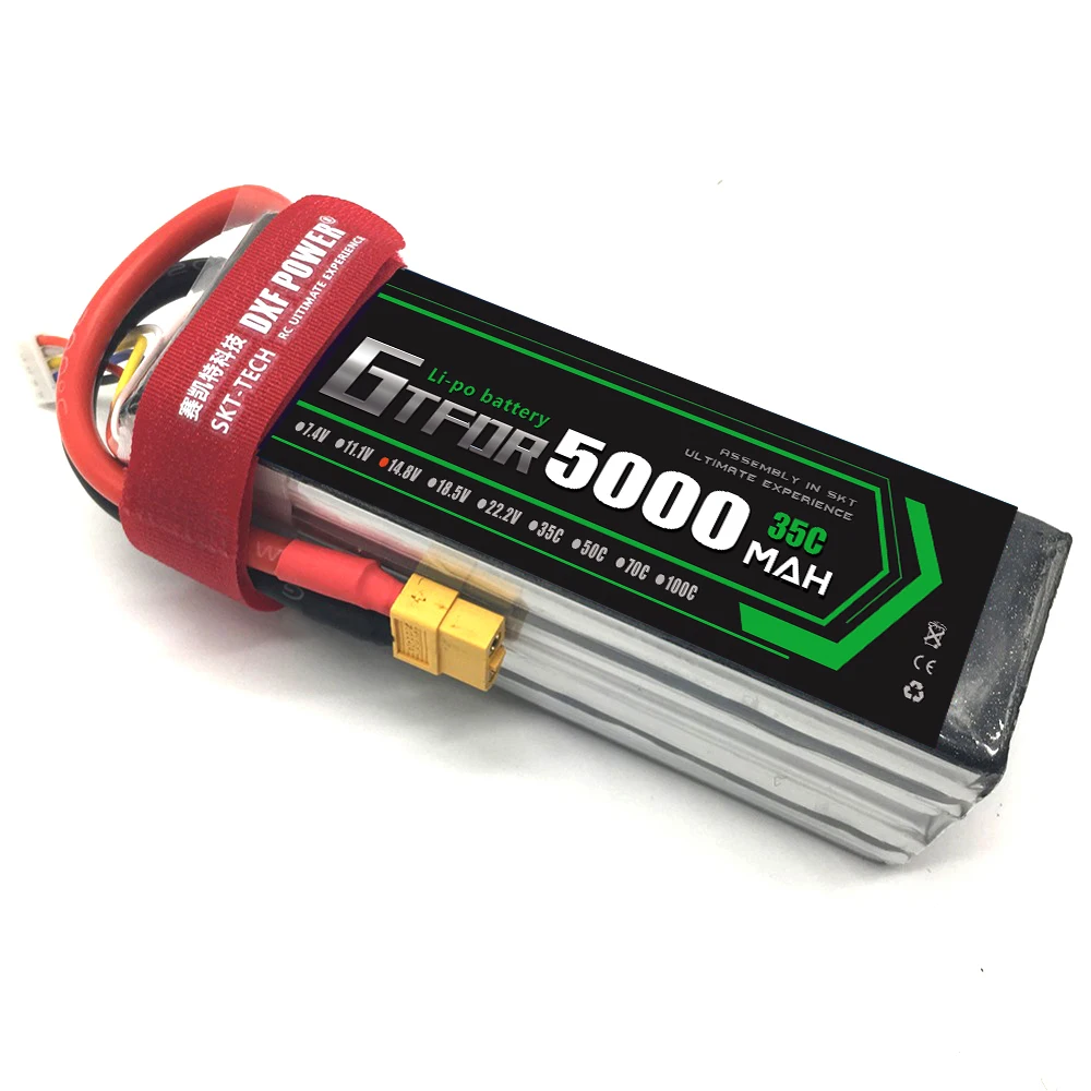 

GTFDR RC Battery 14.8V 5000mAh 35C 70C 4S RC LiPo Li-Poly Battery for Helicopter Quadcopter Boat Car