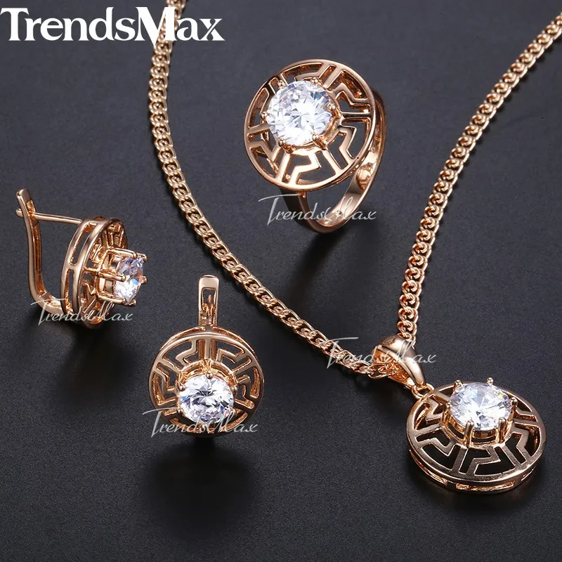 Trendsmax прозрачный кристалл кубического циркония набор украшений для женщин 585