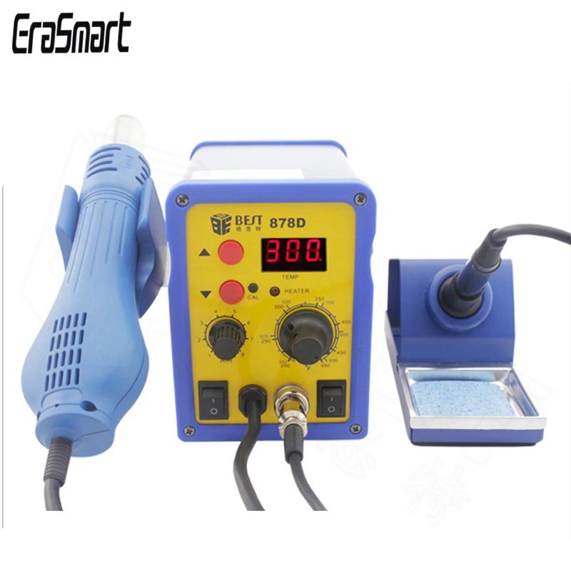 BST-878D 2 в 1 одиночный светодиодный дисплеер leadfree горячий воздушный пистолет с