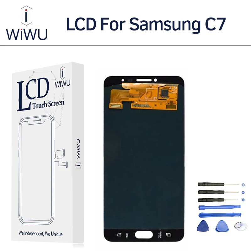 Для Samsung Galaxy C7 Жк Дисплей C7000 SUPER AMOLED Сенсорный Экран Стекла Digitizer Ассамблеи 5.7
