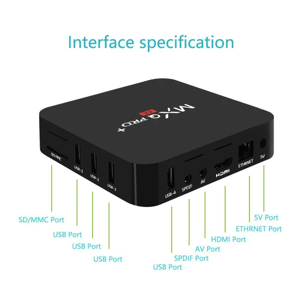 MXQ PRO плюс 4 К tv box 2 ГБ Оперативная память 16 Встроенная H.265 Amlogic S905W Android 7 1 Smart HDMI WI-FI 5 0