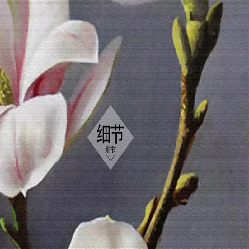 Новое китайское изображение голубой и белой фарфоровой магнолии с бабочками на входной стене профессионального заказного фотообои.