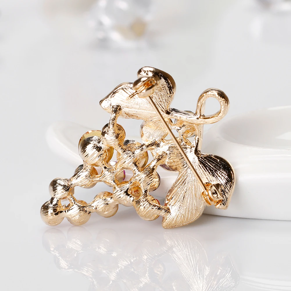Для женщин мода люкс многоцветный Rhinestone виноград Фрукты Брошь Булавки ювелирных