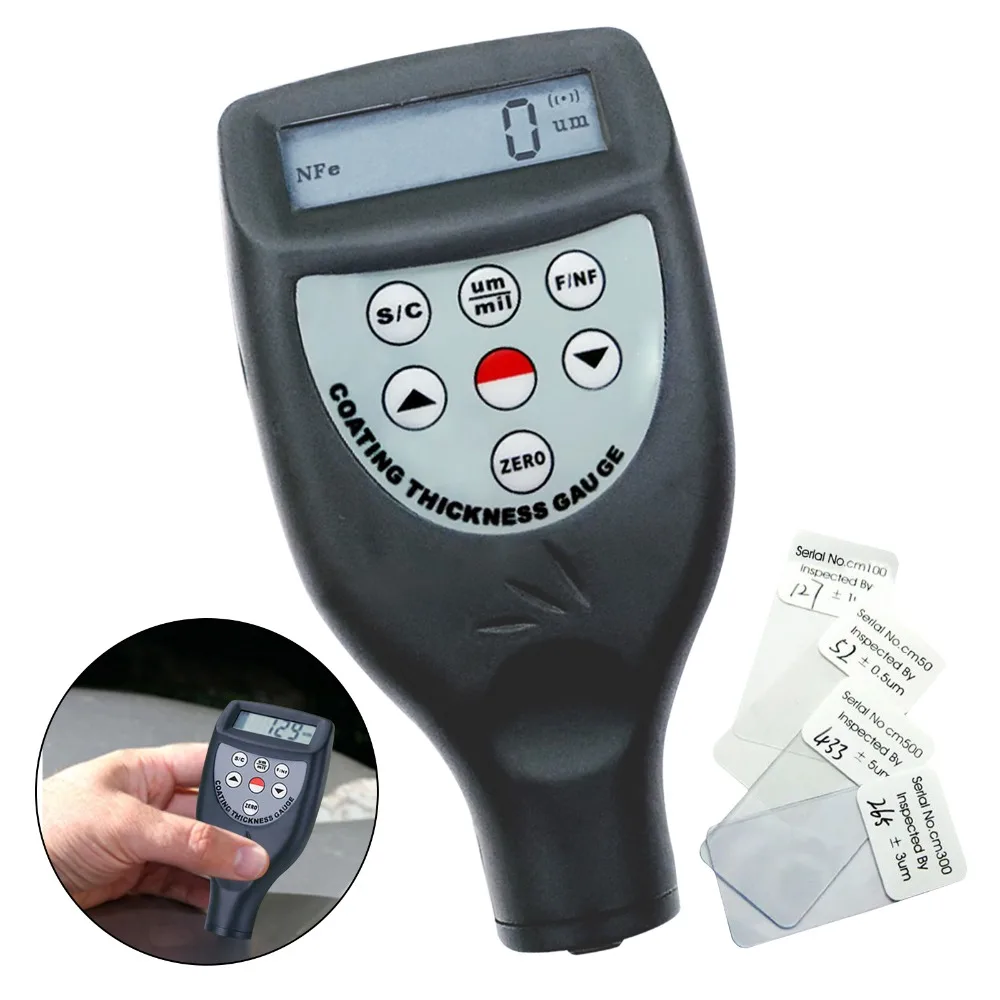 

Thickness Digital Coating Gauge Meter 0-1250um / 0-50mil Range With Built-in F and NF probe Paint Iron