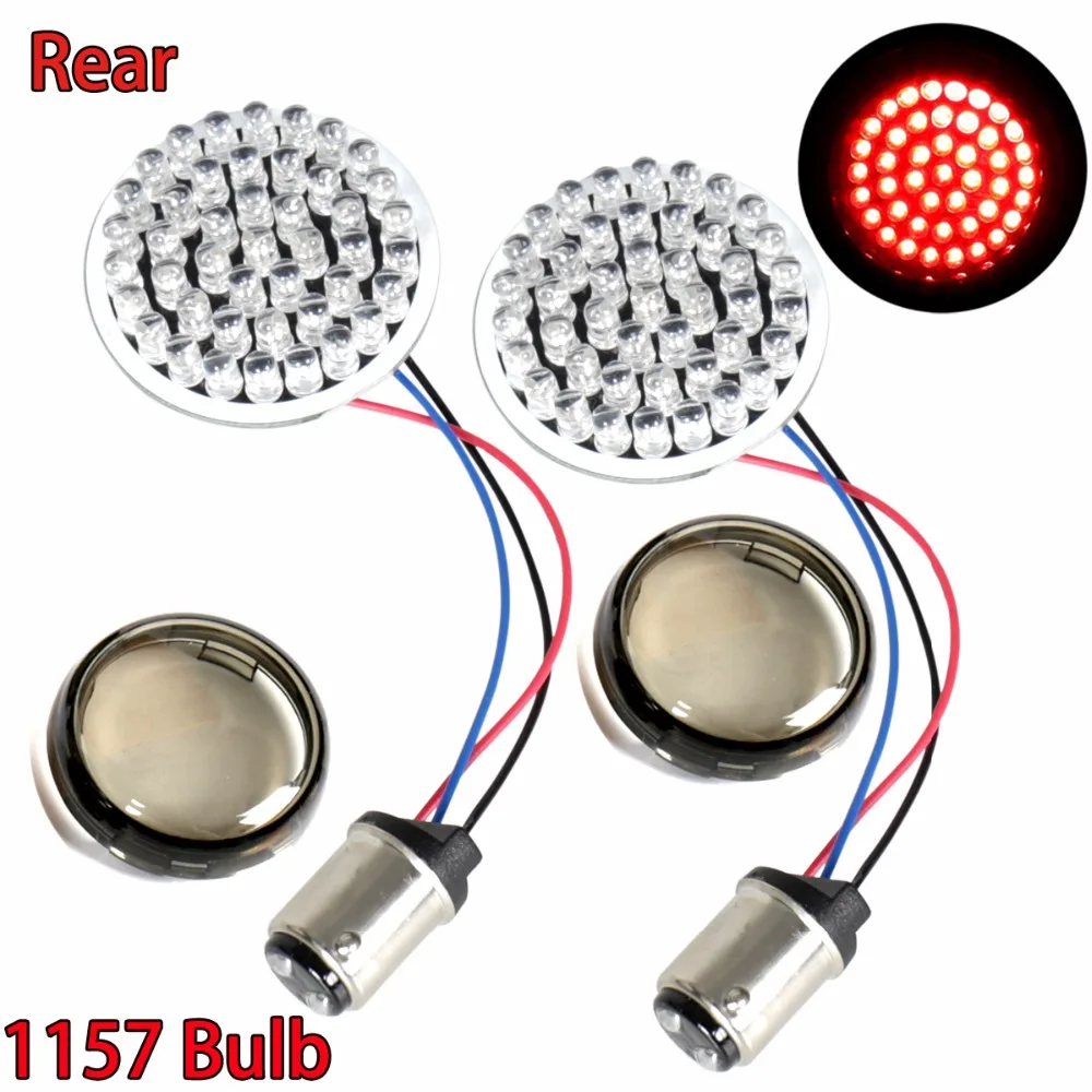 Задние 2 &quotПуля Стиль 1157 LED поворотные световые вставки и дымовые линзы для Harley