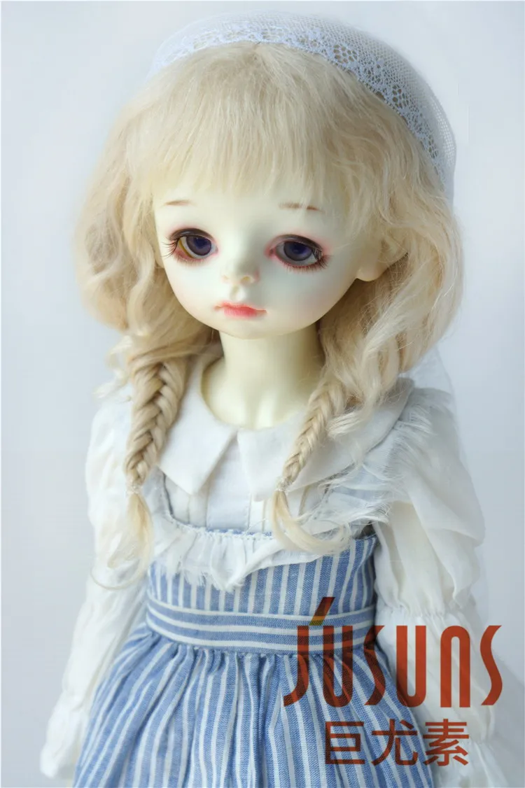 JD344 1/12 1/3 BJD мохер куклы парики Размер 4-5 дюймов 8-9 дюймов двойной рыбий кости коса BJD парики - Цвет: 8-9inch Blond M9