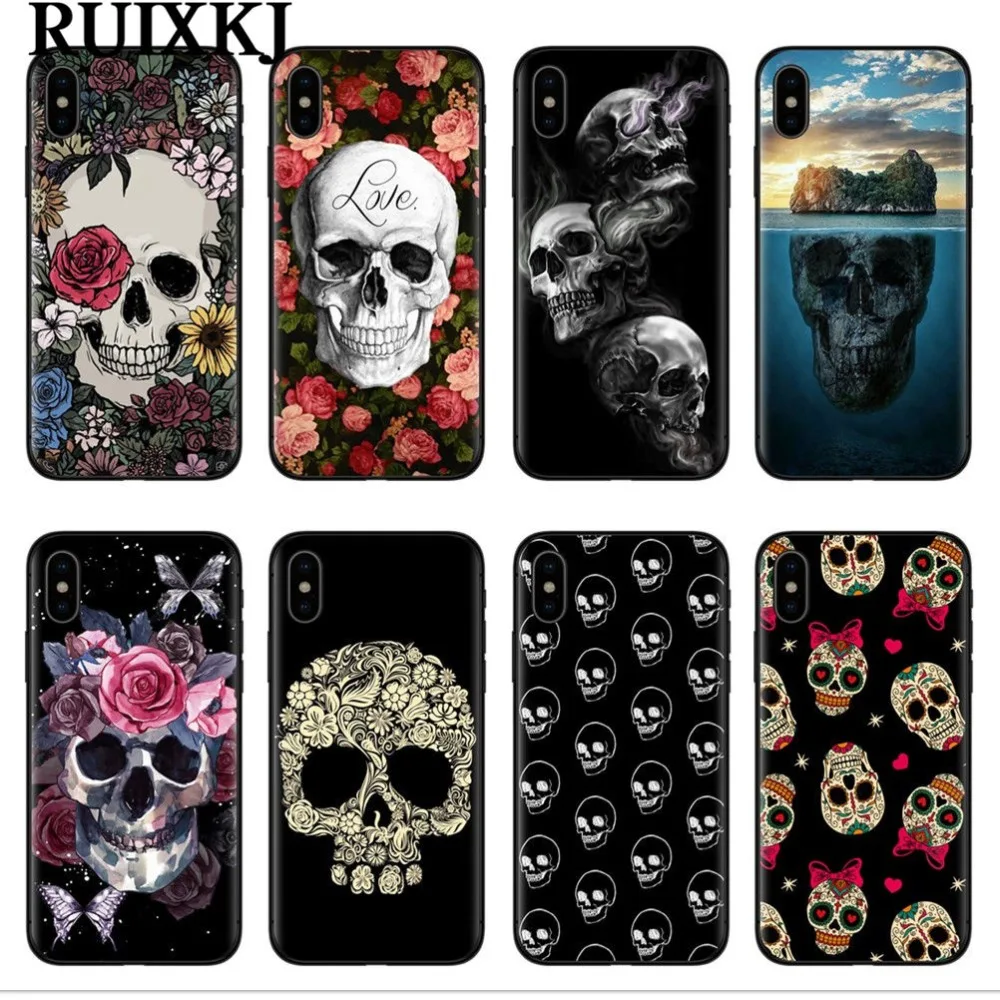 Чехол для телефона RUIXKJ в стиле ретро с изображением цветов черепа iphone XS Max чехол XR