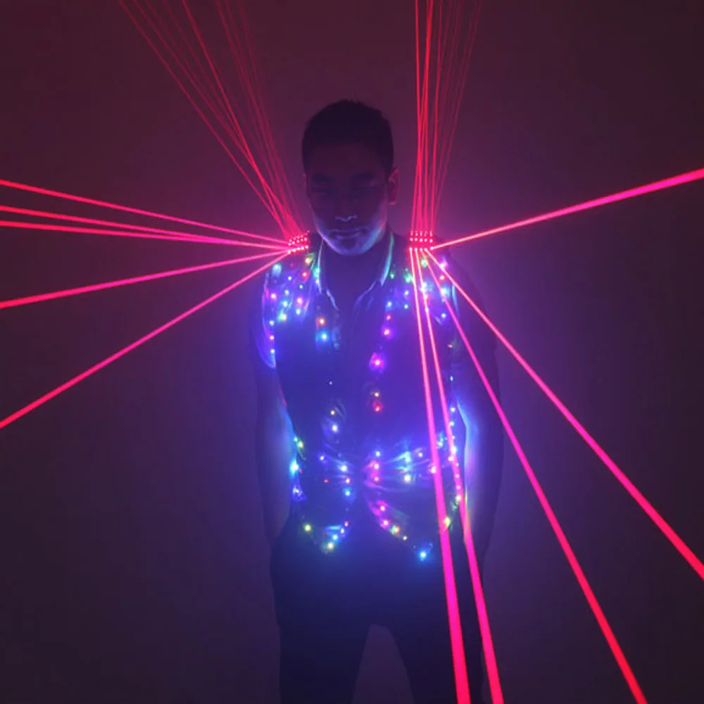 Модная красная куртка для лазерных вечеринок Laserman светодиодный жилет костюмы одежда сценические костюмы для певицы танцовщицы для ночных клубов