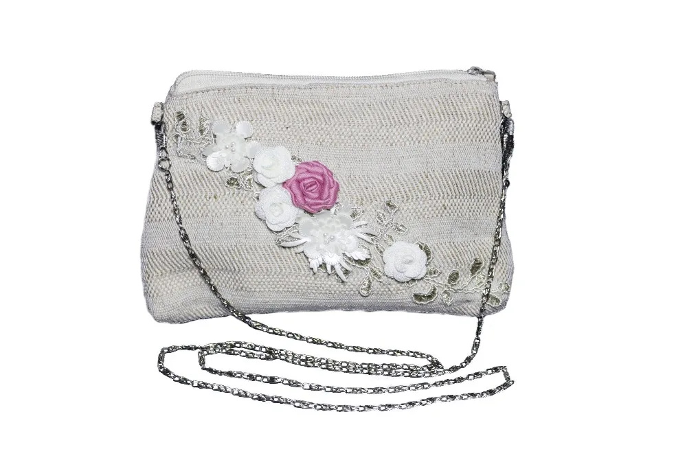 Женская льняная сумочка ручной работы дизайнерская сумка 2 в 1 с цветами и