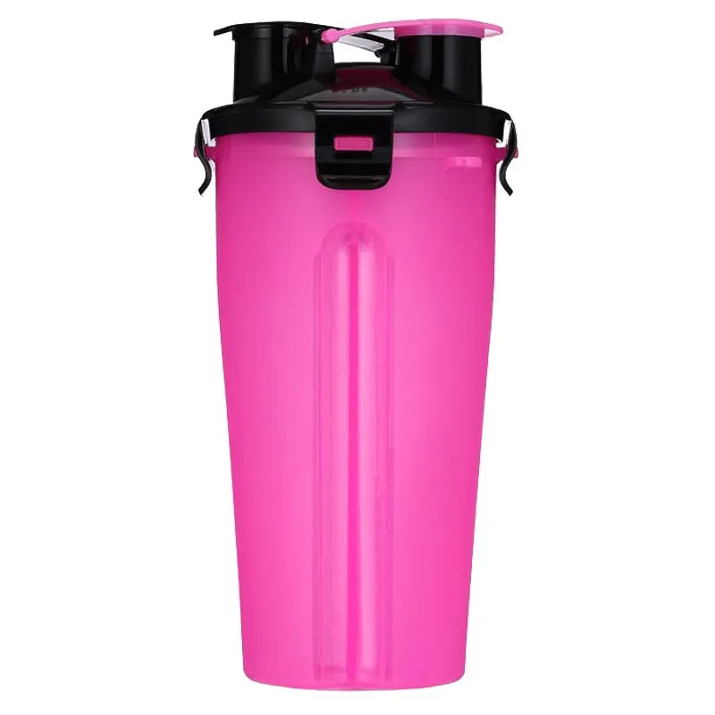 Pink0 Портативный бутылка для воды для собак и Еда контейнер 2-в-1 с складная миска для собак для кошек домашних животных щенков путешествия воды раздаточная чашка PW016 - Цвет: Pink0