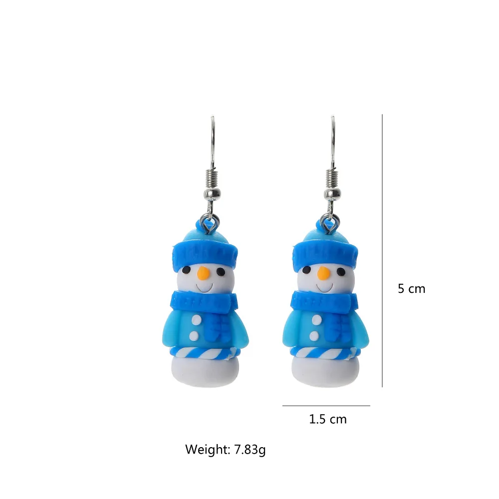 8Seasons New Fashion Kawaii Cartoon White/Blue Snowman Clay Winter Drop Earrings For Women Christmas Party Long Dangle | Украшения и