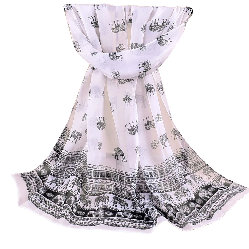 

Fashion Elephant Pattern Chiffon Women Soft Breathable Long Scarf Neck Wrap