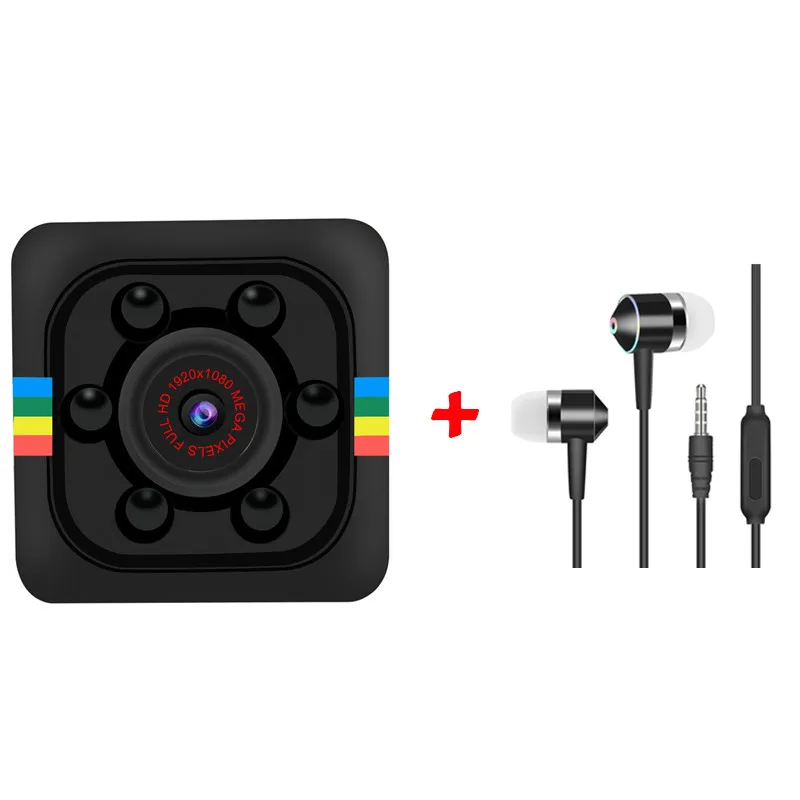Camera and Earphone Sq11 мини-камера HD 1080P датчик ночного видения Видеокамера движения DVR микро камера Спорт DV видео маленькая камера SQ 11 PK SQ16 - Цвет: Camera and Earphone