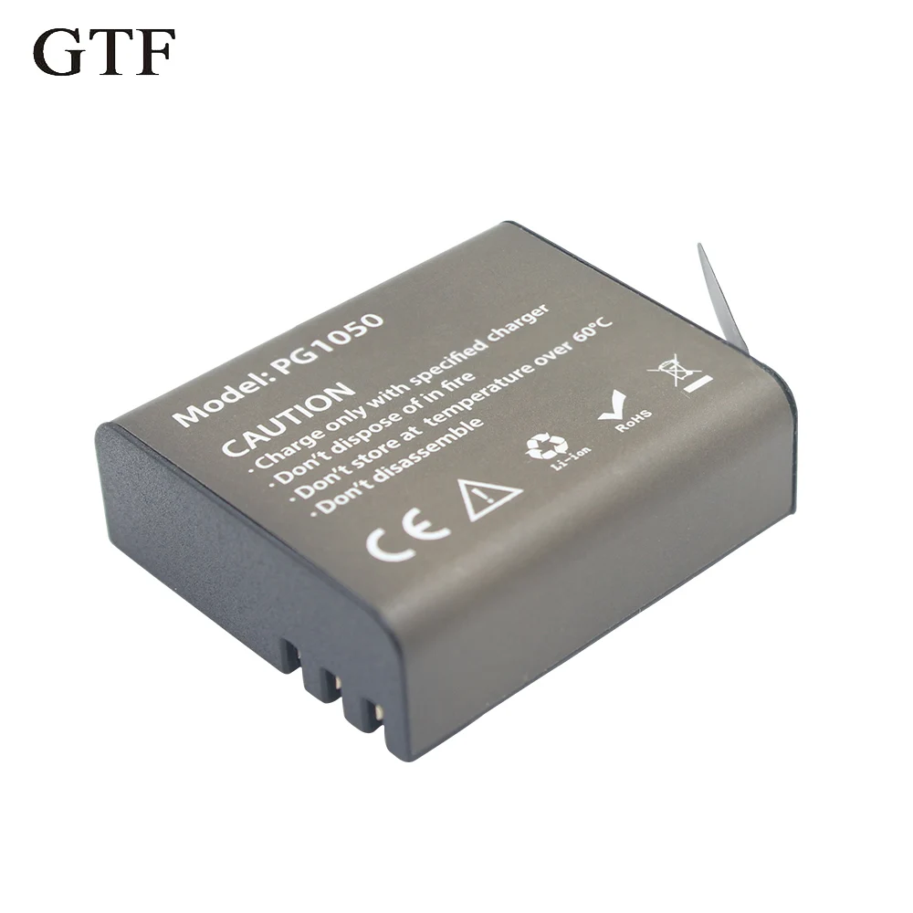 Аккумулятор GTF 3 7 В PG1050mAH для экшн камеры EKEN H9 H3 H3R H8PRO H8R H8 pro SJ4000 SJCAM SJ5000 M10 SJ5000X
