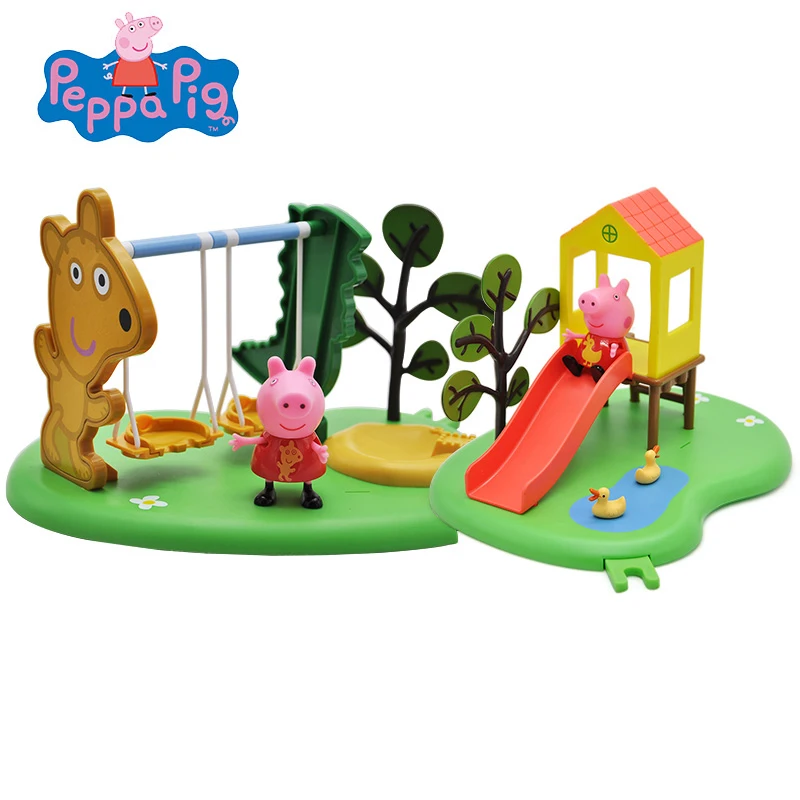 Peppa Pig открытый Забавный горка качели Seesaw игровая площадка игровой набор Peppa сцены мальчик девочка фигурки развивающие игрушки подарок