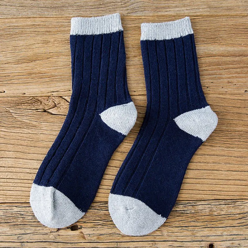Женские шерстяные кашемировые толстые теплые мягкие однотонные повседневные зимние носки - Цвет: Тёмно-синий