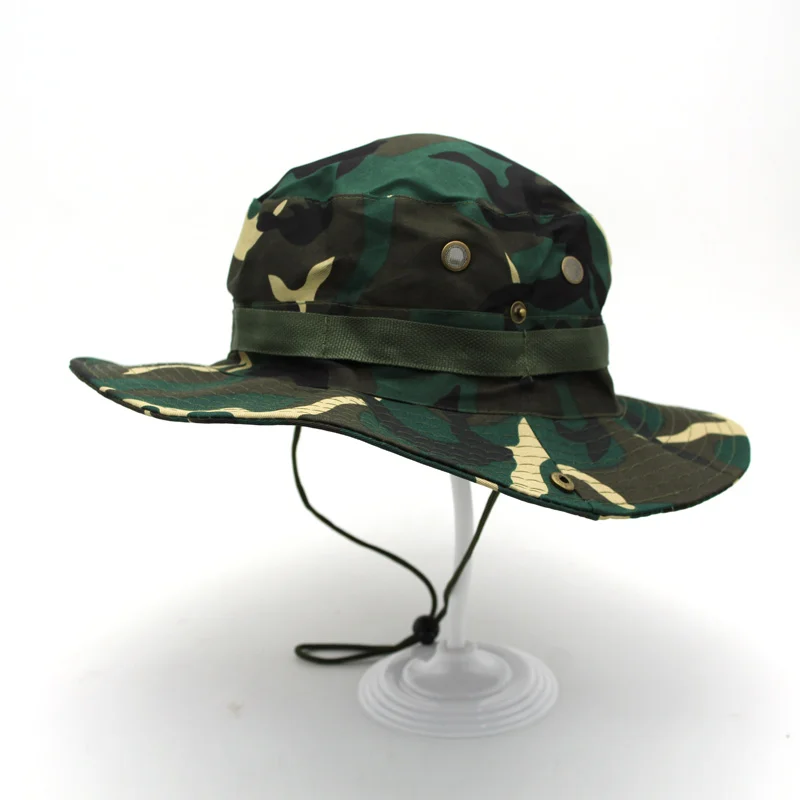 Модная Военная камуфляжная шляпа-ведро кепка для рыбаков джунглей с широкими
