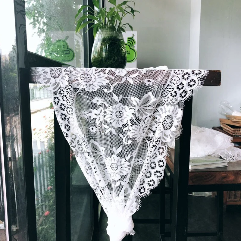 Huxiaomei кружева Настольная дорожка Свадебные белые Boho бахрома сбоку пляжные