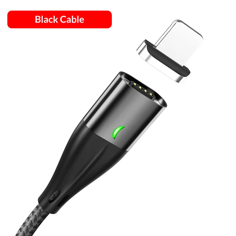 Black Cable Магнитный Micro USB кабель TOPK 2 м для iPhone samsung, usb type C, быстрая зарядка, USB C, Магнитный зарядный провод - Цвет: Black Cable