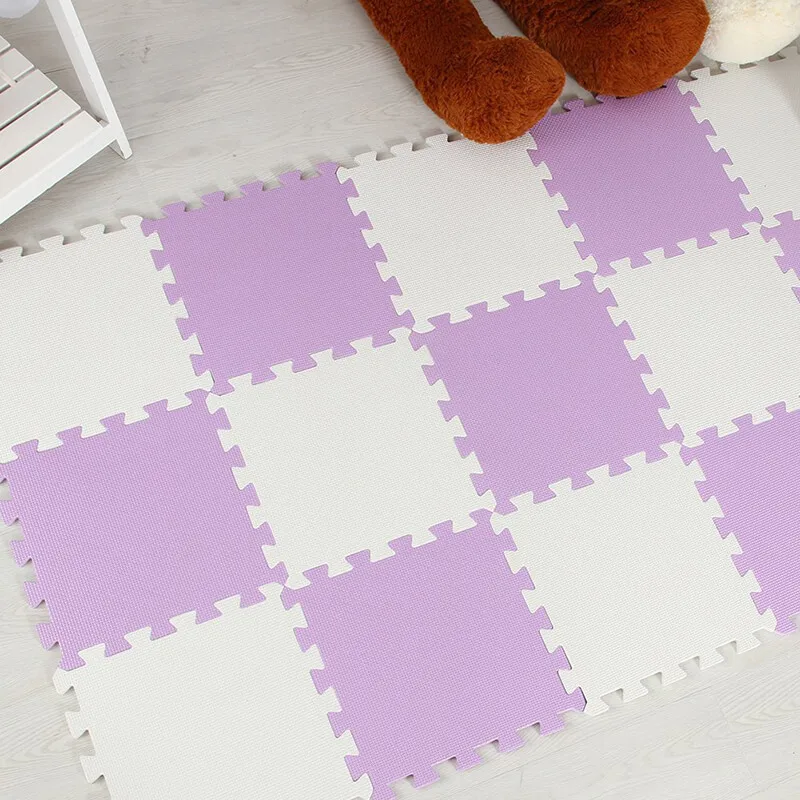 Purple-White Детский игровой коврик из вспененного материала EVA, детский коврик-пазл, блокирующая плитка для упражнений, напольный ковер, ковер для детей, ползающих 30X30X1 см - Цвет: Purple-White