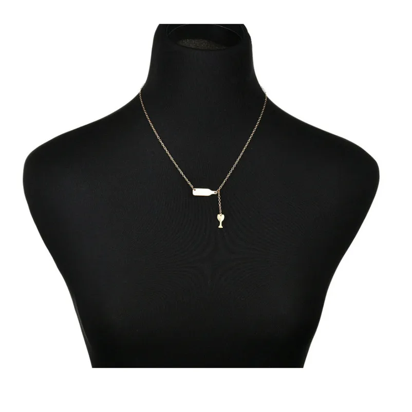 Женское Ожерелье-цепочка с длинной подвеской в виде бутылки вина ожерелье-чокер