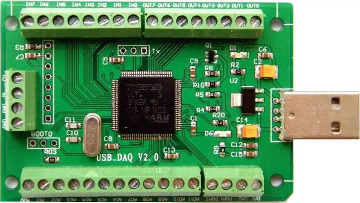Мини USB DAQ модуль сбора данных 0 3 В Аналоговый 12 ADC 2 DAC цифровой 8DI 8DO PWM входной выход
