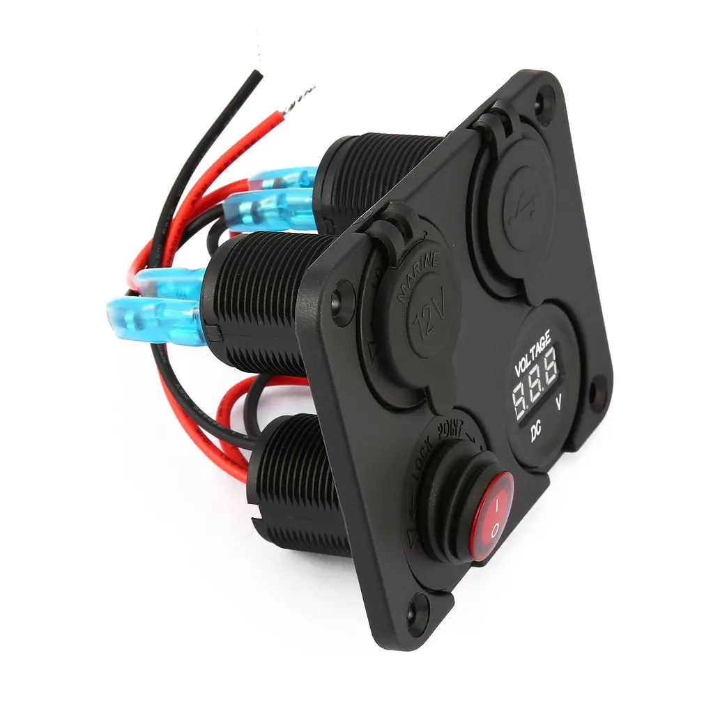 12 В розетка переключатель розетка для автомобильного прикуривателя Разветвитель морской Автомобиль RV грузовик 4 отверстия панель двойной USB зарядное устройство вольтметр