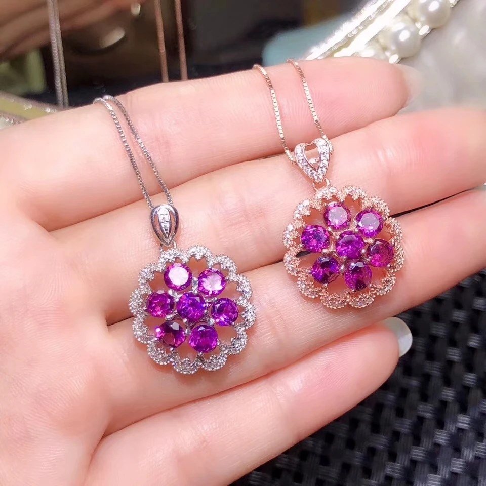 

KJJEAXCMY Fine Jewelry 925 sterling silver inlaid natural gemstone aluminum magnesium garnet ladies pendant + necklace support w