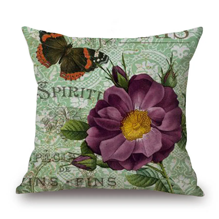 18 inches Cotton Linen Vintage Pillow Cases Flower Shoes Printed Cover Home Decorative Pillows | Дом и сад