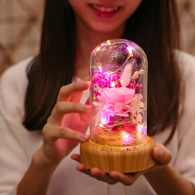 Pink flower Креативный Bluetooth стерео Ночной светильник с зарядкой красивые розовые синие цветы Санта светодиодный настольный светильник домашний декор подарки на день рождения - Испускаемый цвет: Pink flower
