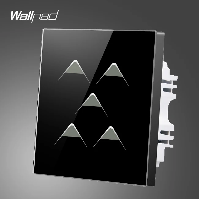 

Hotel Touch Wallpad UK 110V-250V 5 Gang 1 Way 5 Buttons Black Crystal Glass Electrical Touch Led Light Switches,Free Shipping